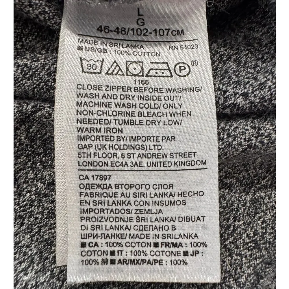 Banana Republic Luxury Touch Standard Fit Large Gray Black Quarter Zip Sweater